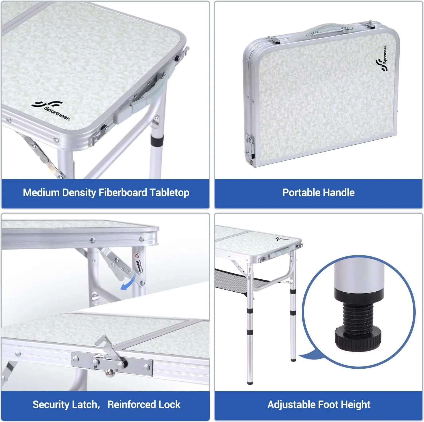 [ 국내 배송 3일 이내 도착예정입니다 ]  Sportneer 야외 접이식 캠핑 테이블 3 높이 조절 가능한 소형 접이식 테이블 휴대용 캠핑 테이블 메시 레이어 야외 캠프 정원 피크닉 BBQ 식사 요리 