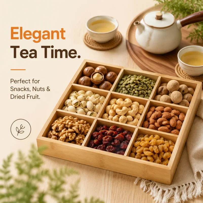 竹製トレイ ドライフルーツプレート 木製 9区画 ダイニング - Korean Food Snacks のレビューと価格