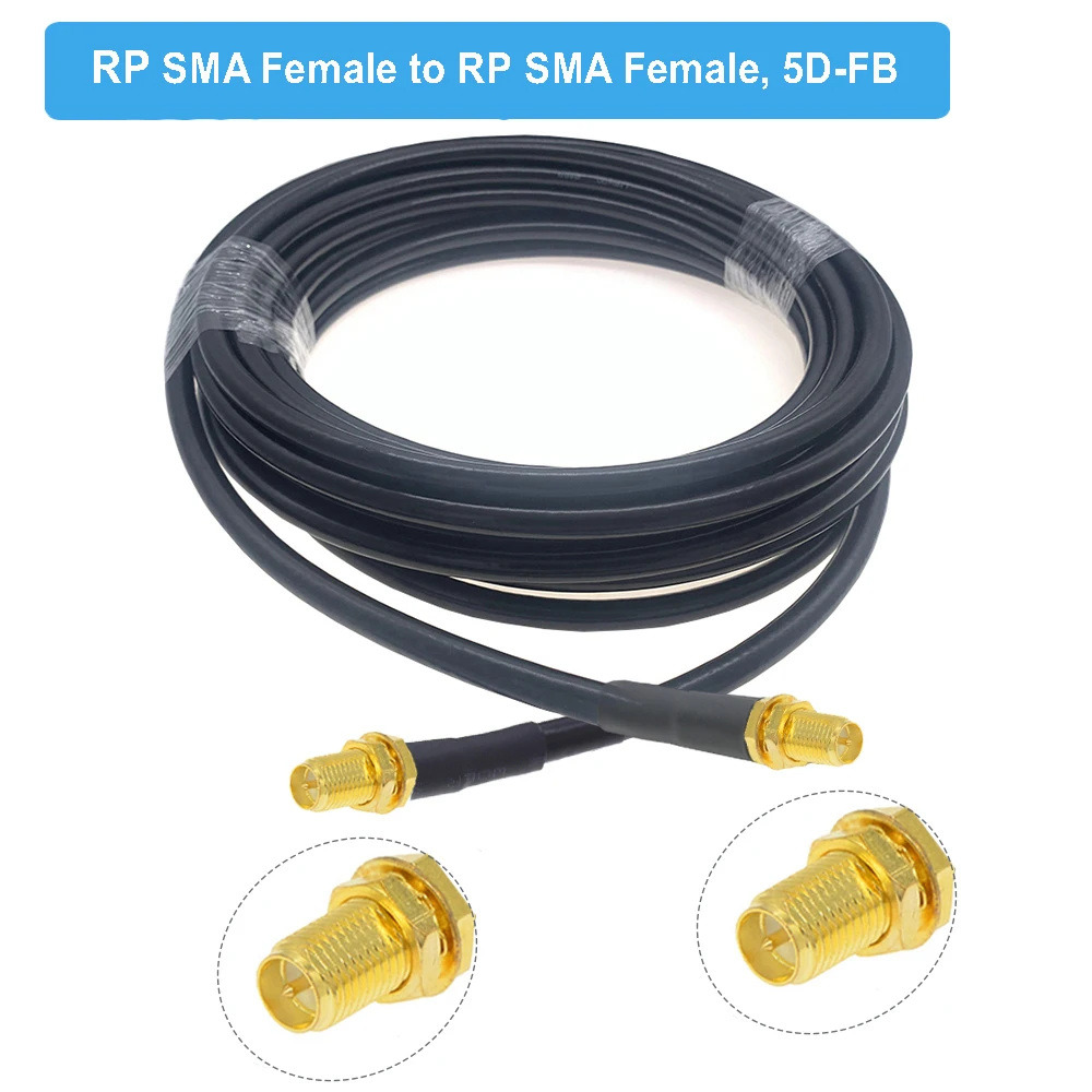 Low Loss 5D-FB Cable RP-SMA Female to RP-SMA Female Bulkhead RF Adapter Pigtail 50 Ohm WIFI Antenna Extension Cord Jumper