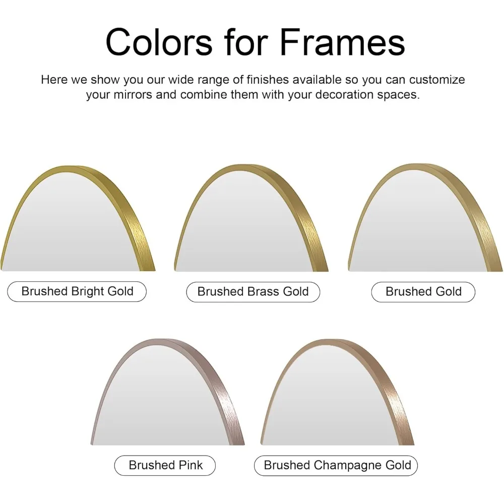 "Arched Recessed Medicine Cabinet - Frameless Arch Mirror with 3 Glass Shelves, Wall Mounted"