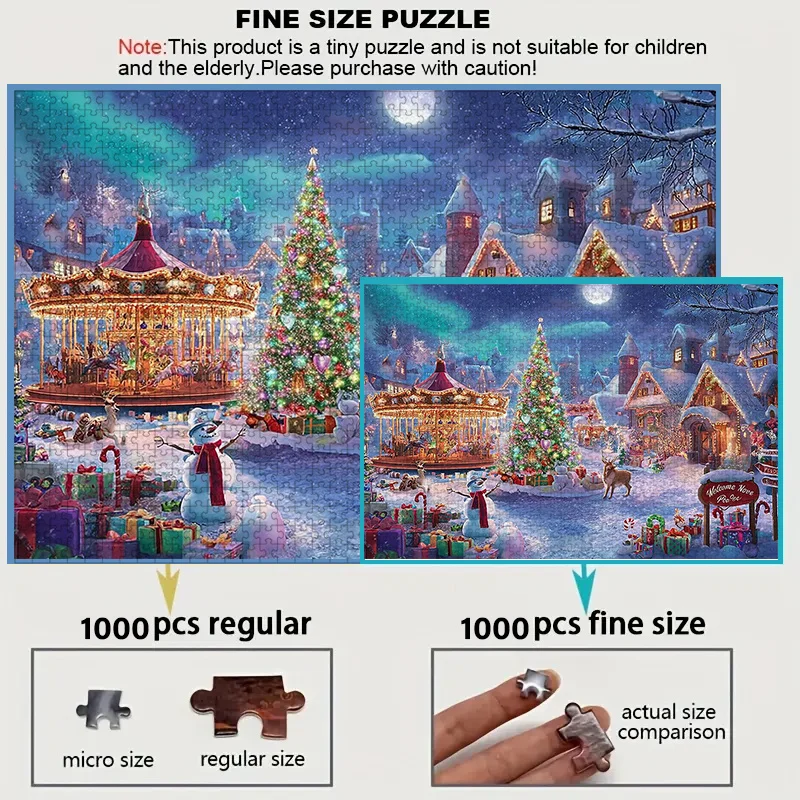 علبة مكونة من 1000 قطعة ألغاز للبالغين بتصميم قويم عيد الميلاد - مقاومة للخدش، تحدي، مناسبة للبالغين، عائلة #3