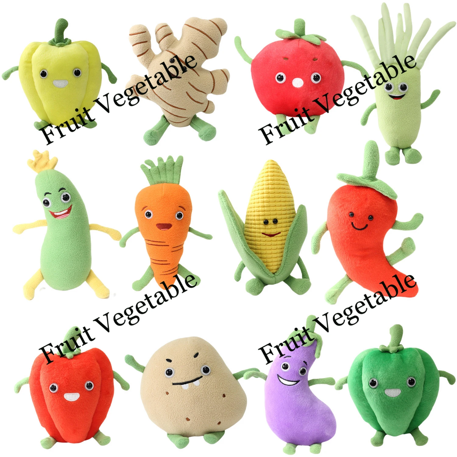 

New Creative Cute Children Fruit Vegetable Plush Toys Realistic Carrot Dolls Parent-Child Educational Soft Stuffed Playtime