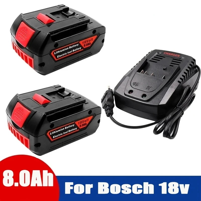 

BAT609 Rechargeable Battery 18V 8000mAh Lithium Ion for Bosch 18v Battery BAT609 BAT609G BAT618 BAT618G BAT614+Charger