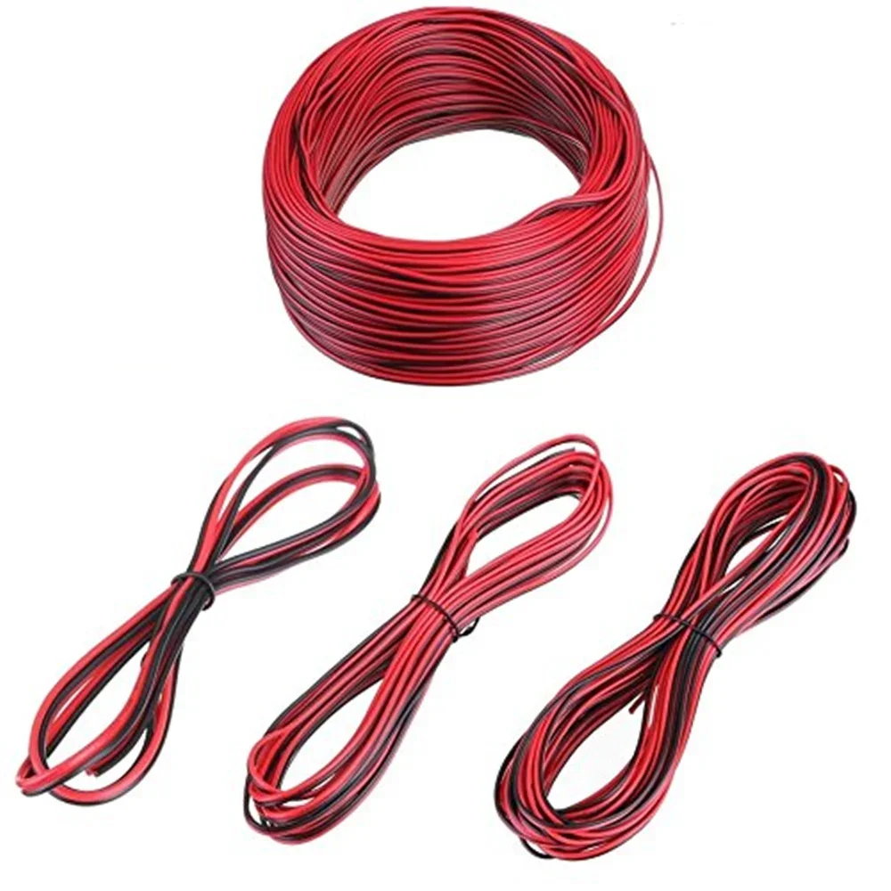 20 meter wire tin plated copper, 2 pin AWG 22, insulated PVC epitaxial strip cable, red black wire, electric extension line.