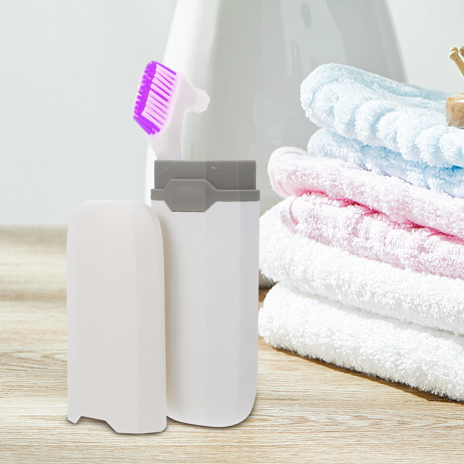 فرشاة تنظيف أسنان محمولة مع حقيبة سفر، شعيرات مزدوجة الجوانب، حامل العناية بالفم، مجموعة فرشاة أسنان مزيفة، فرشاة أسنان