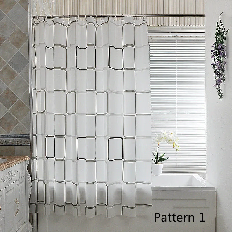 Plaid Shower Curtains Modern Waterproof PEVA Print Bath Curtain Mildewproof For Bathtub Bathing Cover with 12pcs Plastic Hooks