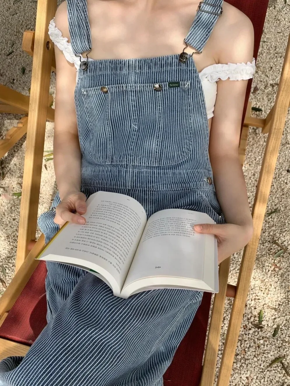 

Loose Casual Slimming Color Block Striped Denim Overalls Women's Jumpsuit Spring Summer Regular Thickness Jeans Fabric