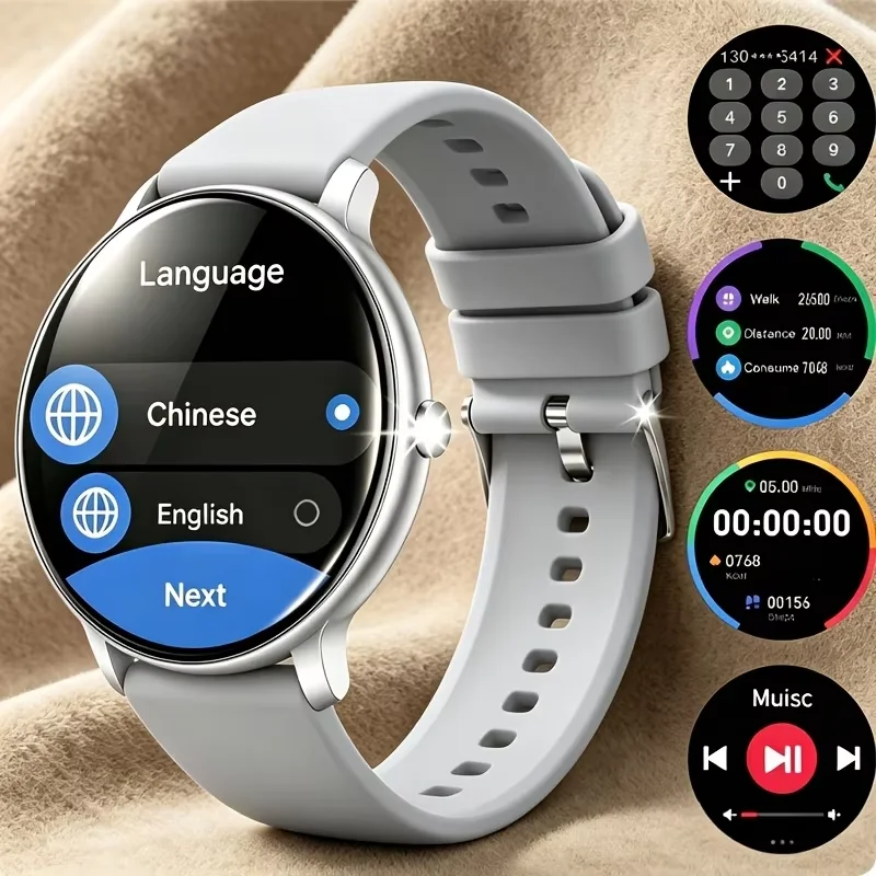1.5-inch Large Full-Touch Screen Smart Watch for Men/Women, Fashion Sports Watch with Remote Photo Capture and Music Playback,