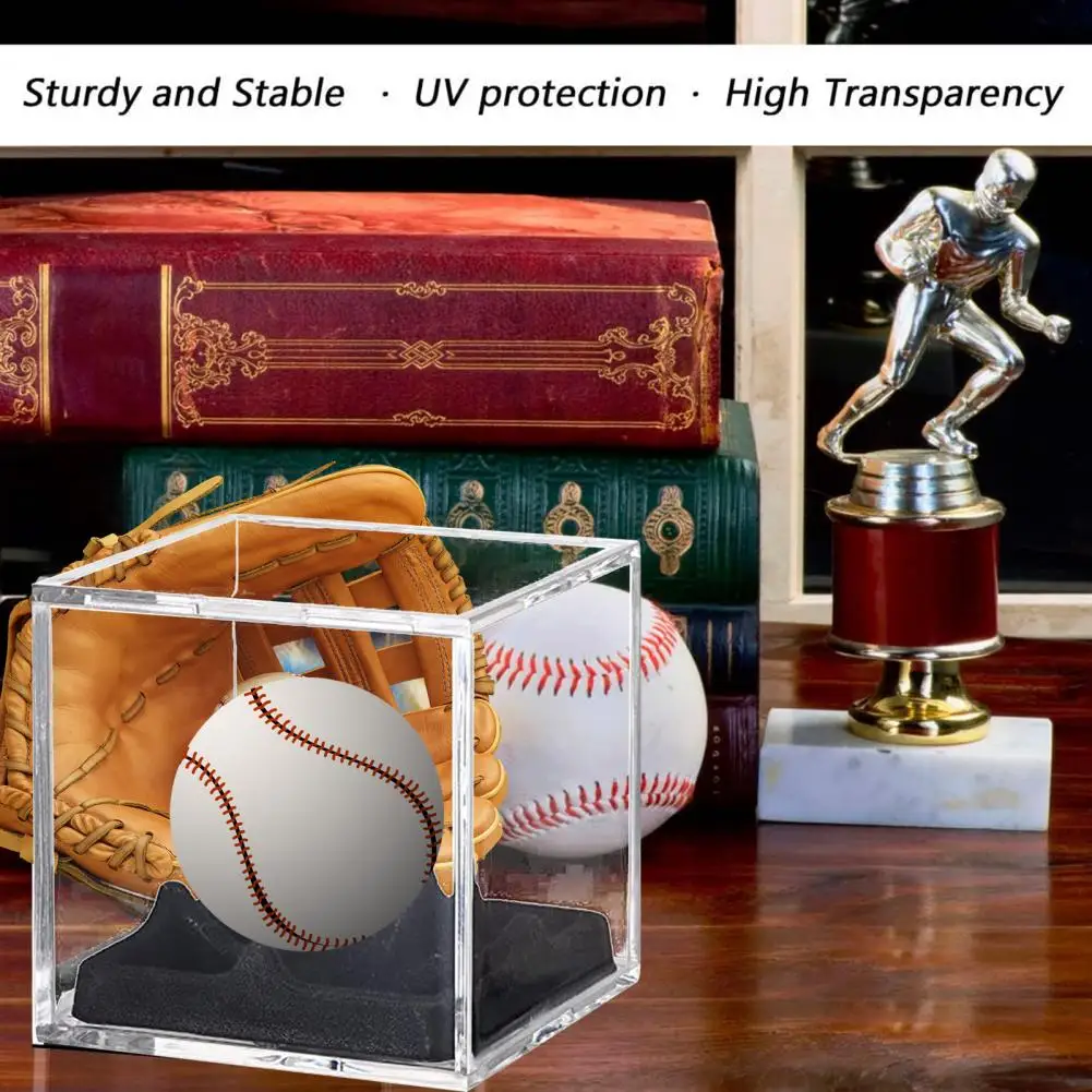 Baseball Display Case Acrylic Baseball Golf Ball Display Case Set Cube Organizer with Engraved Plaque Dust Proof for Memorabilia