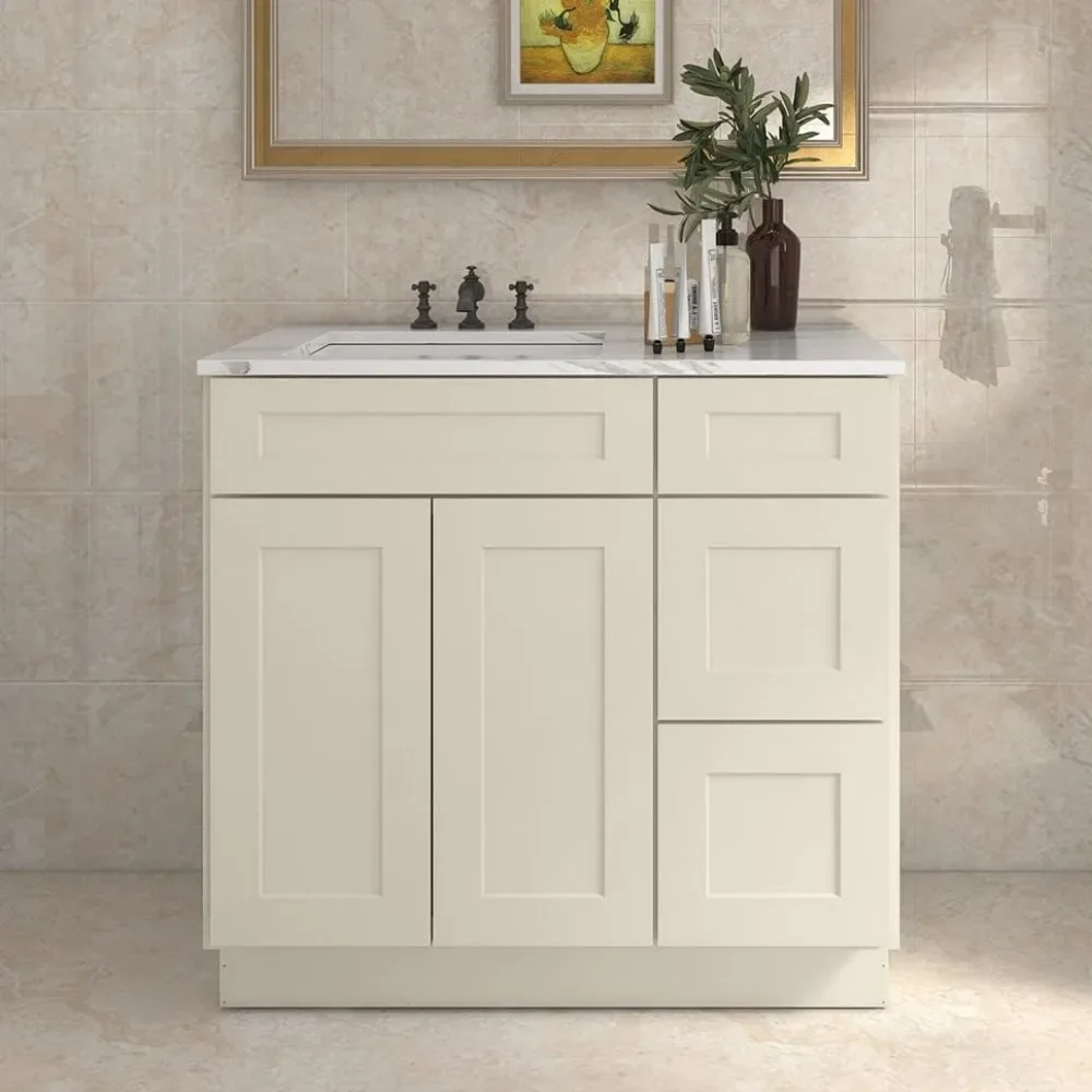 

36'' Bathroom Vanity Sink Base Cabinet with 2-Doors, Storage Cabinet with 3-Drawers on The Right,Suitable for Bathrooms,Kitchens