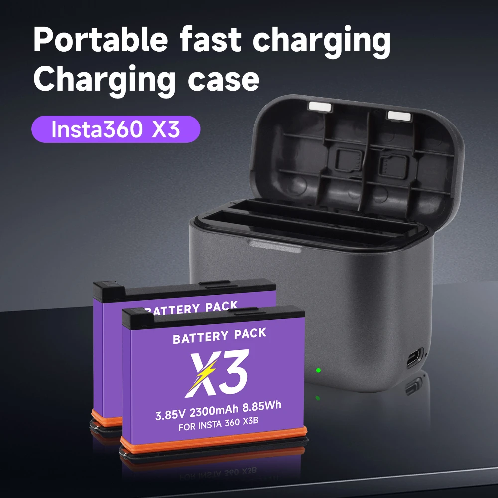 PALO Insta360 X3 X3B Battery With 2 Slots LED Charger For Insta360 ONE X3 Panoramic Action Camera Batteries Accessories