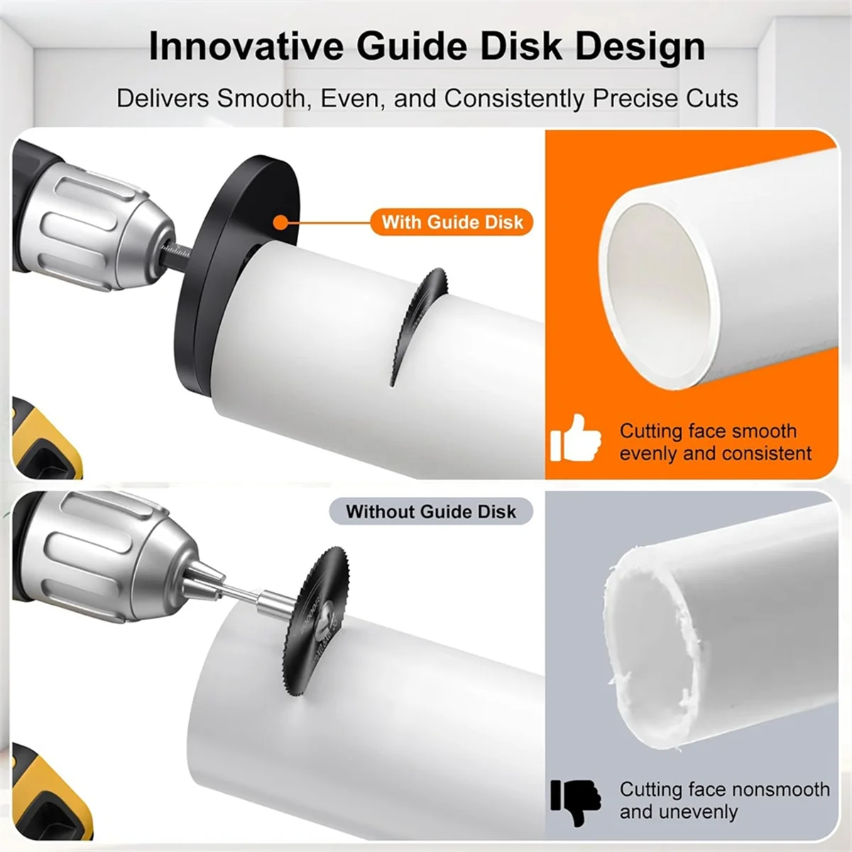เครื่องตัดท่อพีวีซีด้านในชุดเครื่องมือตัดแบบปรับขนาด-เกจวัดความลึกที่สามารถปรับได้ใบมีดสีดำ6ใบมีดหกเหลี่ยมสีดำ10.16นิ้ว