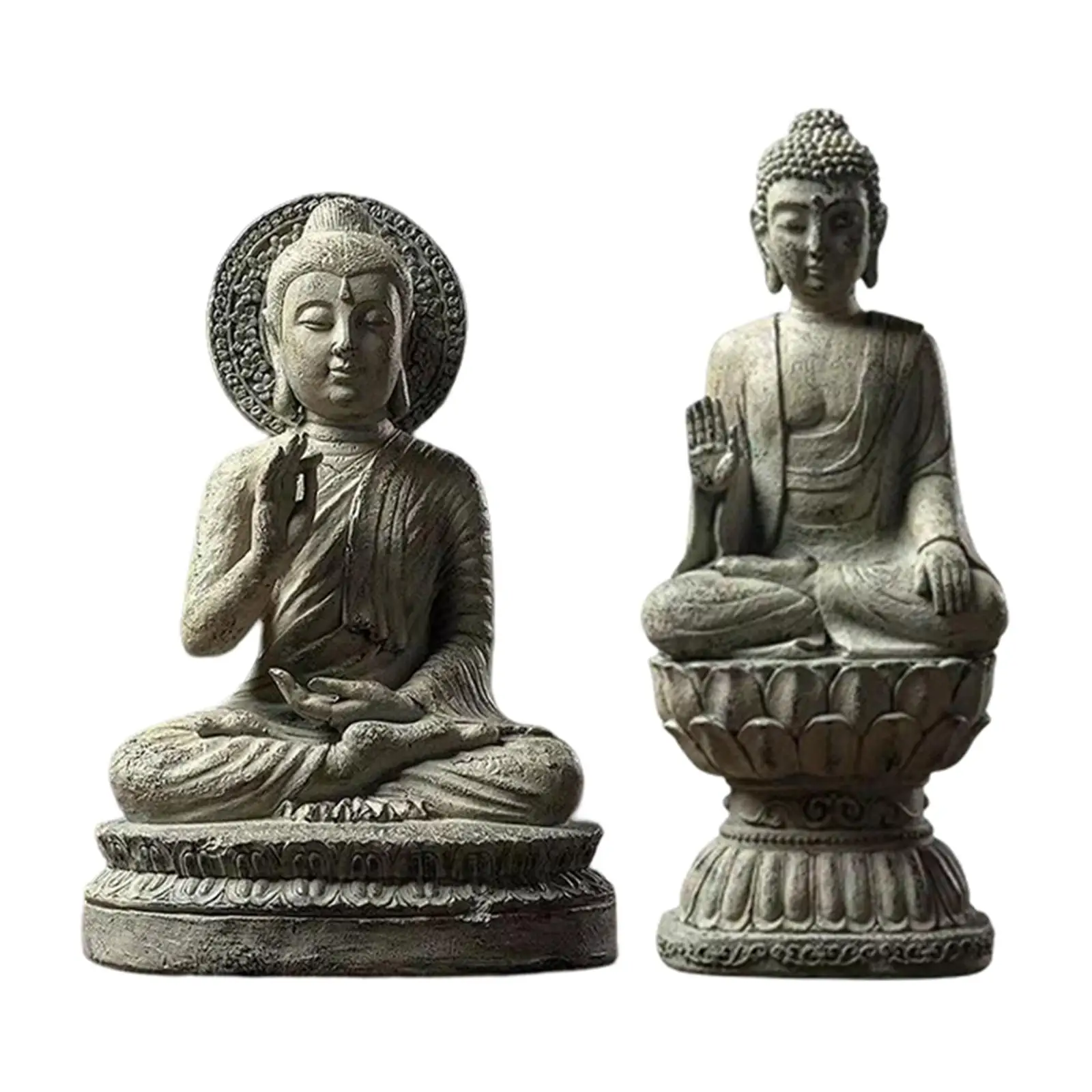 

Sitting Buddha Statue Figurine Spiritual Sculpture Restorative Gift Feng Shui Collection for Living Room Tabletop Decoration