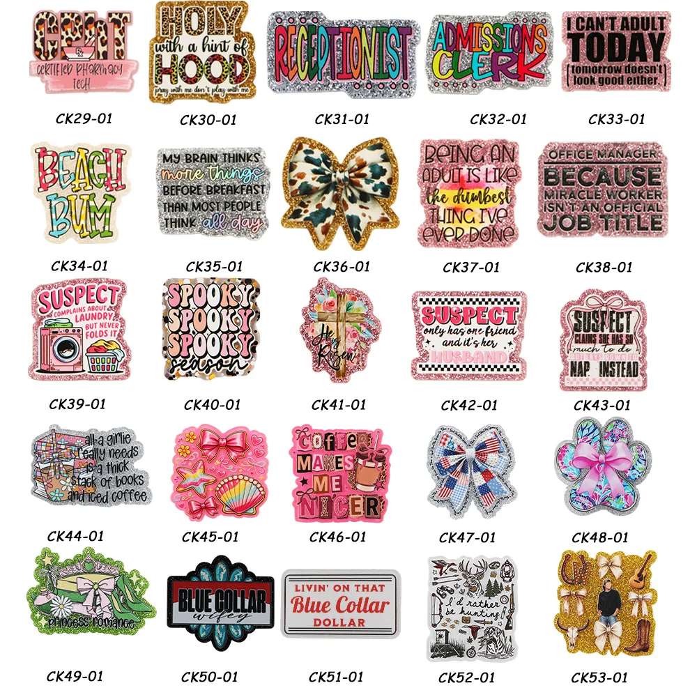 

6PCS Mood Bow Singer Glitter Acrylic Resin Planars Flatback Text Acrylic Handmade Materials for Card Cover Patch Badge Sticker