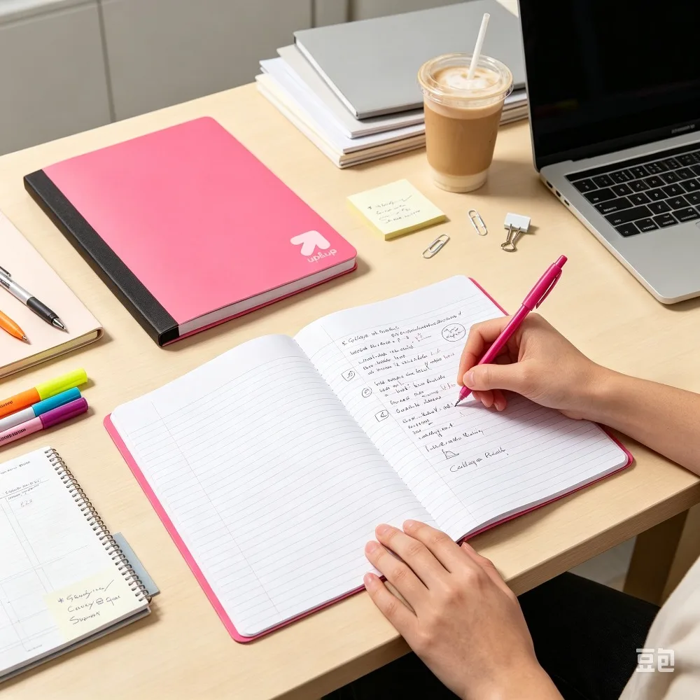 7.5" x 9.75" College Ruled Composition Notebook, Pink Durable Poly Flexible Cover, Sewn Binding Notebook for High School, College Students & Office Note Taking