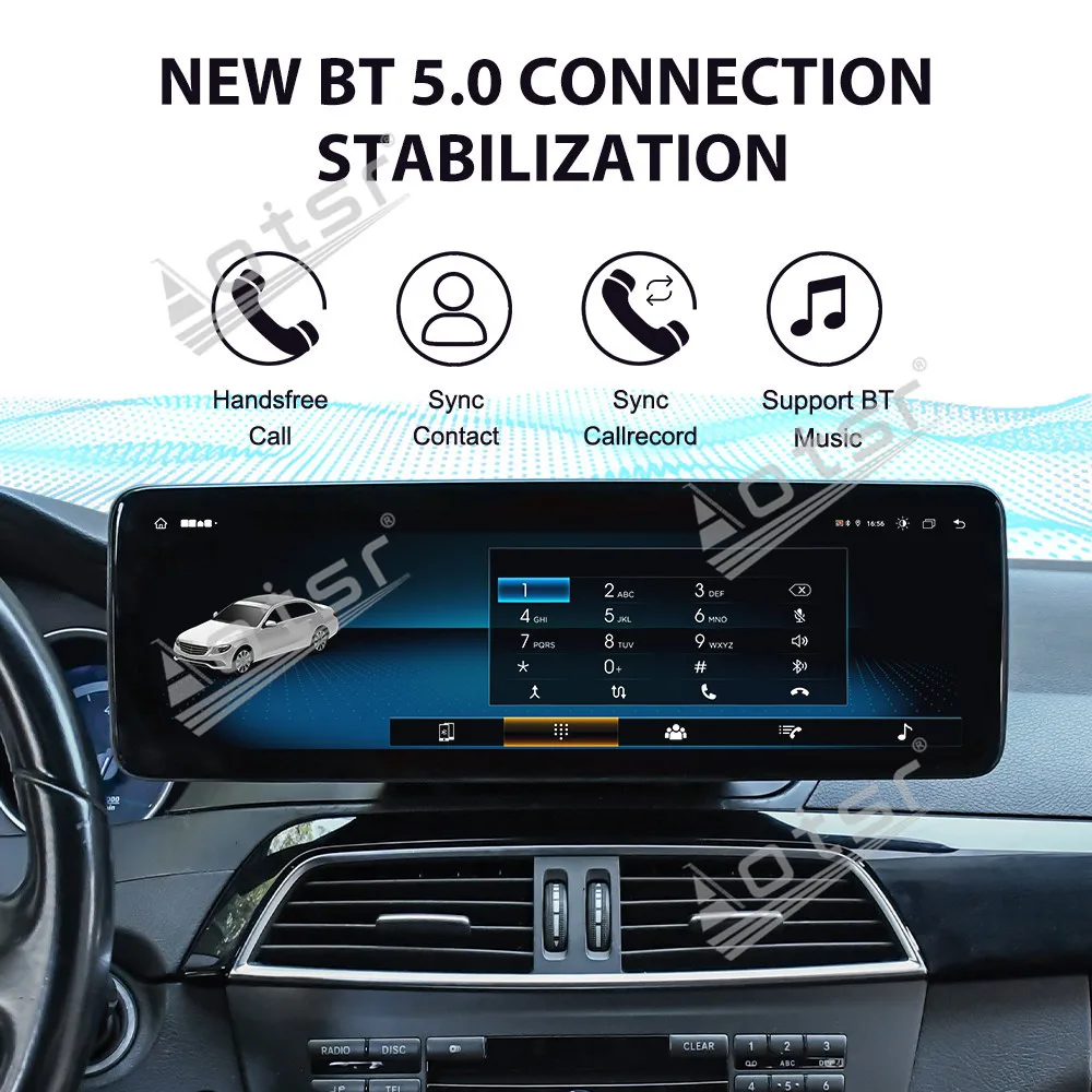 14.9 ''أندرويد 14 لمرسيدس بنز C 2011-2014 سيارة لتحديد المواقع والملاحة CarPlay HD شاشة تعمل باللمس رئيس وحدة مشغل وسائط متعددة راديو