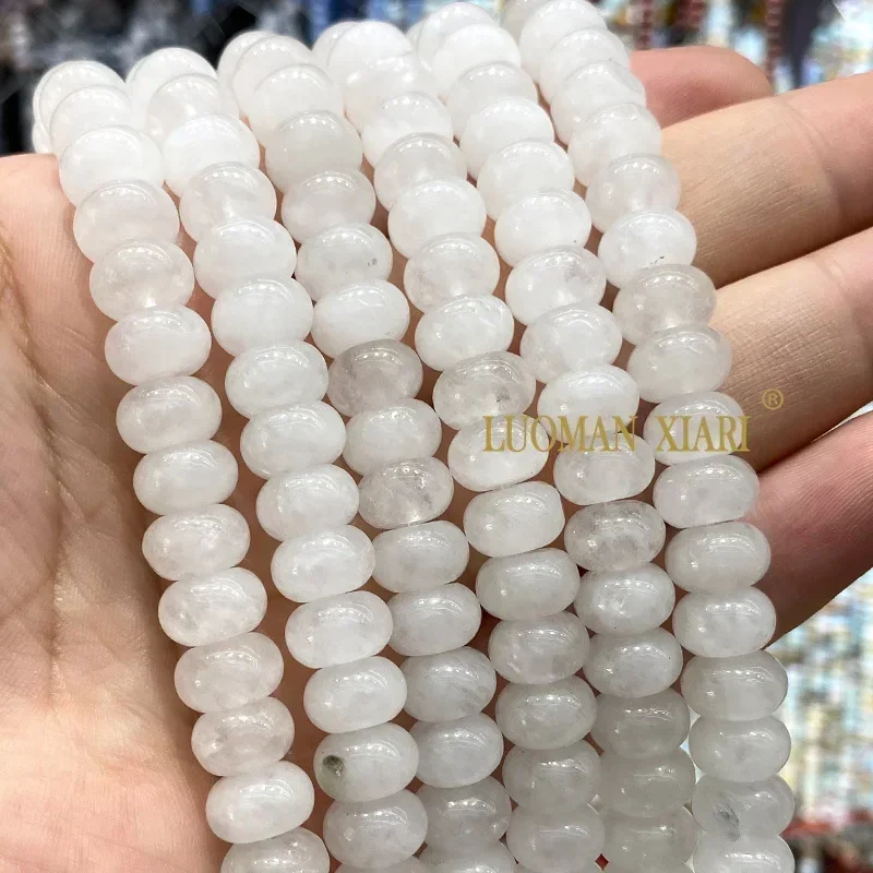 6x10MM Abacus Natuursteen Lepidoliet Chalcedoon Losse Rondelle Spacer Kralen voor Sieraden Maken DIY Armband Bedels accessoires - afbeelding 1