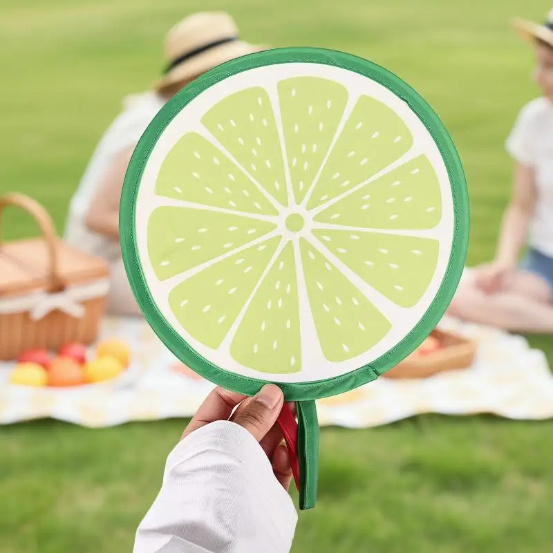 Fruit-Patterned Pocket Cooling Fans Round Handheld Foldable for Easy Use and Portability