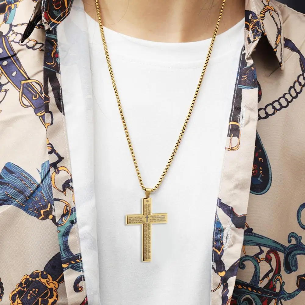 1/3 stücke Christian Bibel Kreuz Kette Halskette Stahl Großen Anhänger Halskette männer Religiöse Gebet Schmuck Corrente Masculina 2026 – Detail 11