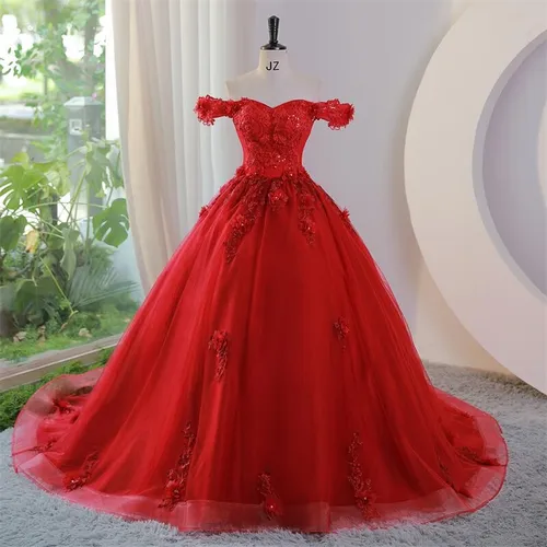 Imagen 2 del producto Ashley Gloria-Vestidos de quinceañera con hombros descubiertos, ropa de fiesta de flores dulces, vestido de baile de encaje de lujo, vestido Formal de graduación, 2023