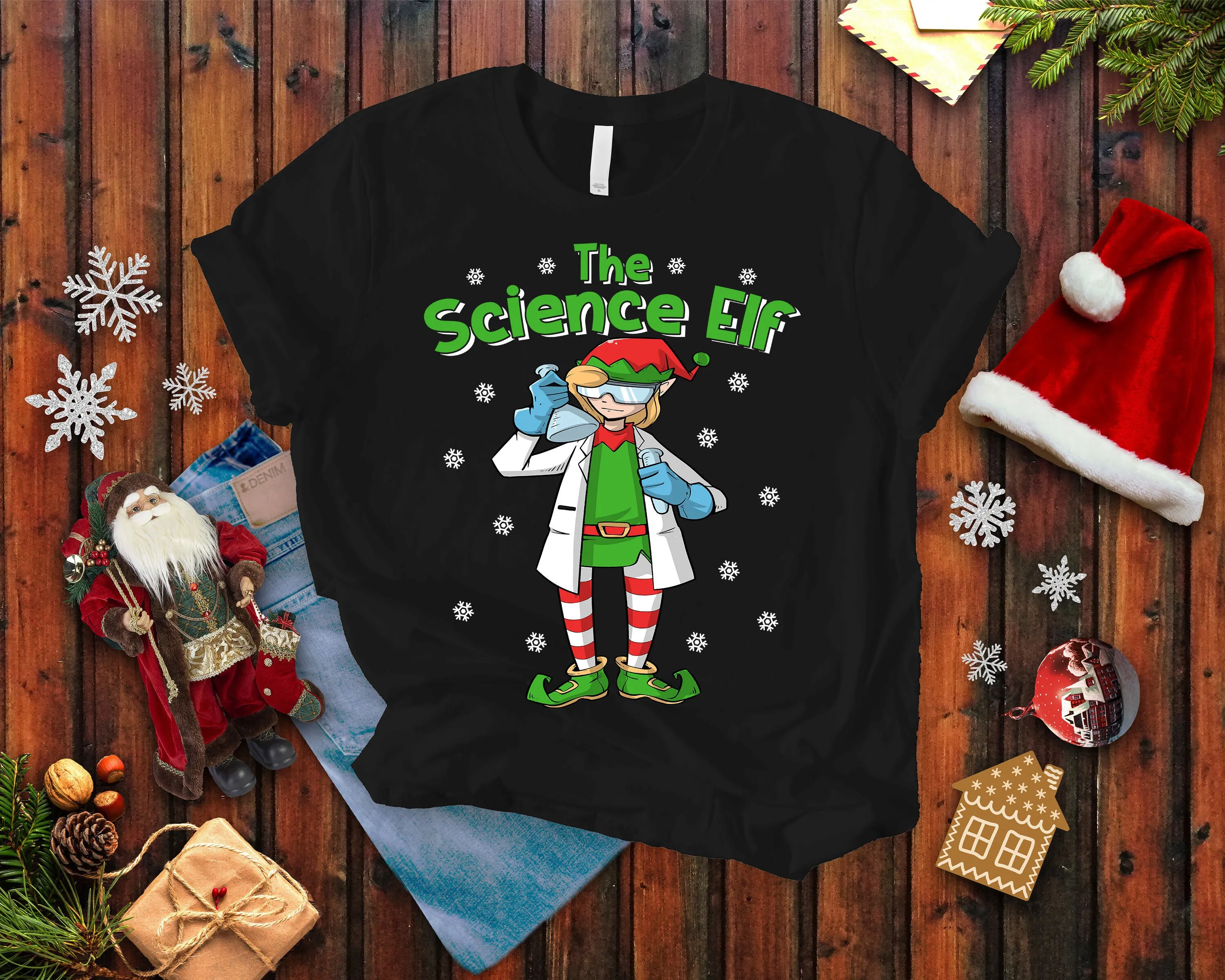 Female Science Elf T Shirt Girl Women Scientist Mom Teacher Believer Researcher