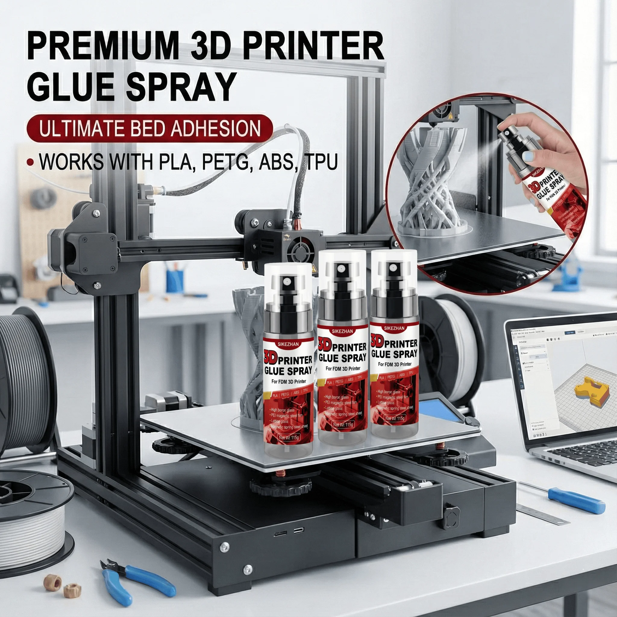 

Клей премиум-класса для 3D-принтера (115 г) — клей для клей с защитой от помех для PLA, ABS, PETG, TPU — крепление и легкое освобождение от SIKEZHAN