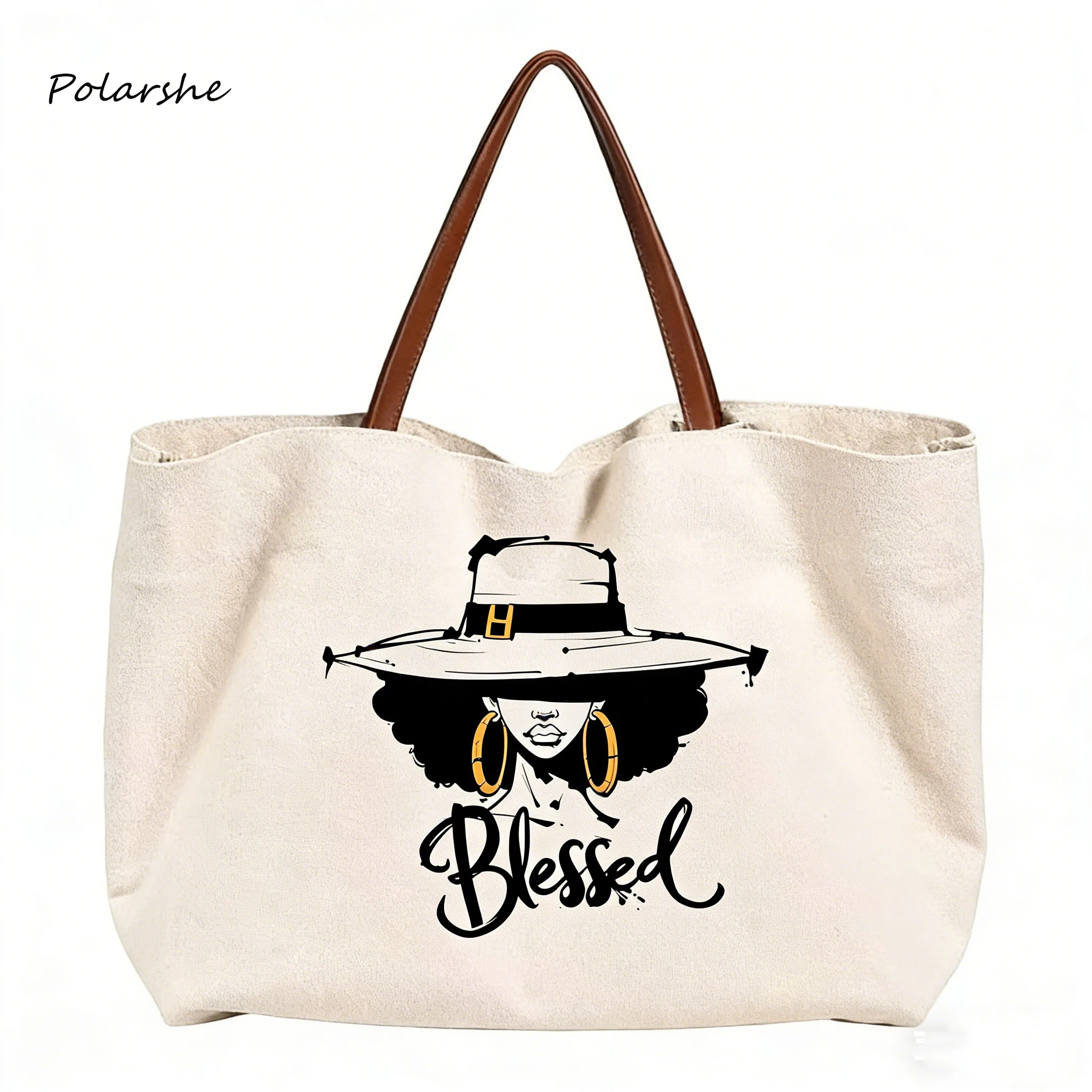 

Polarshe Personalized Canvas Tote Bag Custom Name Logo And Pattern Durable Large Capacity For Workers Daily Commute Carry