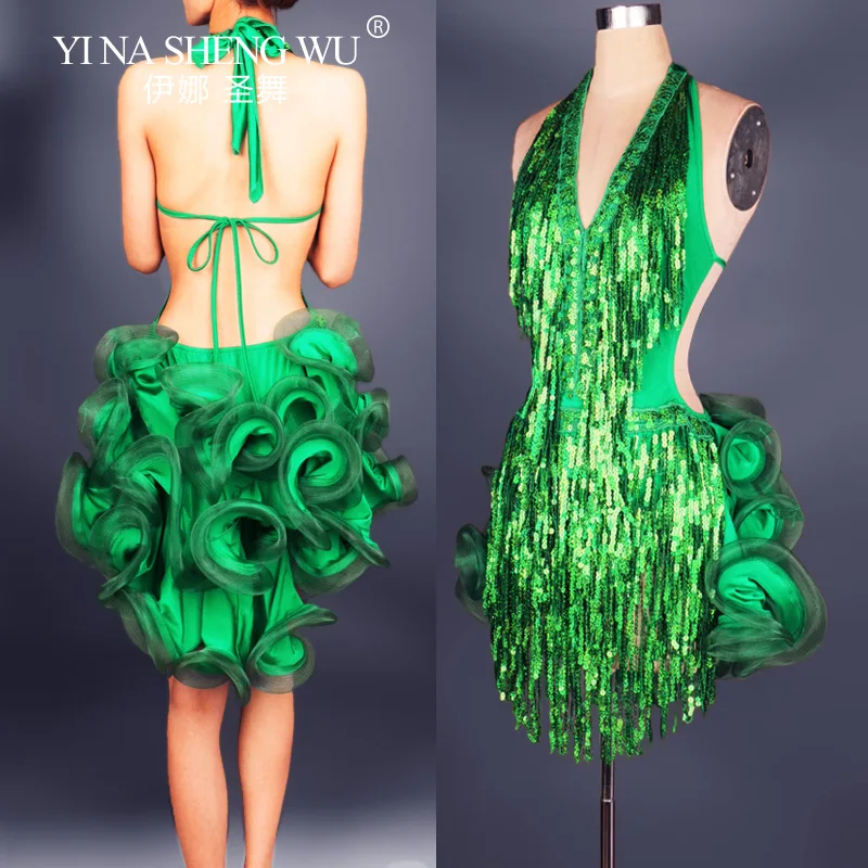 

New Latin Dance Dress Rumba Jazz Dance Costume Ladies' Sexy Backless Tassel Dress Latin Dance Competition Professional Costume