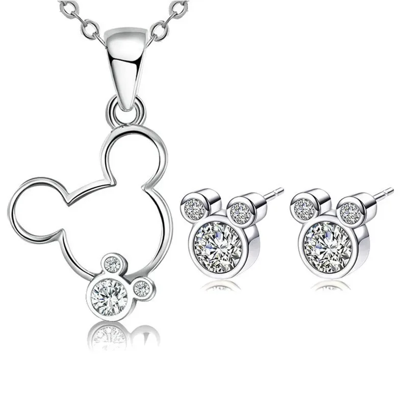 

Small mouse shape many color setting cubic zirconia necklace earrings sets party Jewelry sets for women
