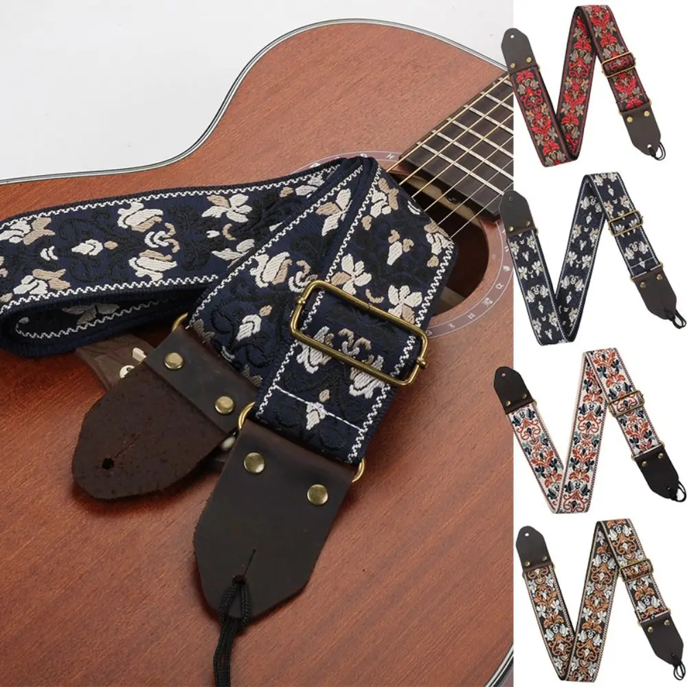 

Embroidered Guitar Strap Jacquard Adjustable Electric Guitar Shoulder Belt Instrument Accessories Nylon Bass Shoulder Band