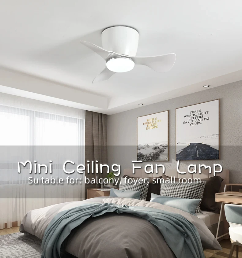 

2024 Fashion Fan Mini Edition Ceiling Fan LED Light with Remote Bedroom Living Room Corridor Store 110V 220V Low Noise Fan Light