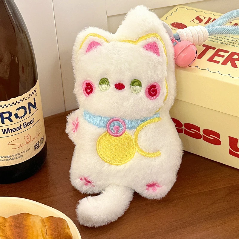

9*18cm Kawaii Squeaky Kitten Plush Keychain Cartoon Stuffed Doll Keyring Cute Key Holder Bag Pendant Backpack Decoration Gifts