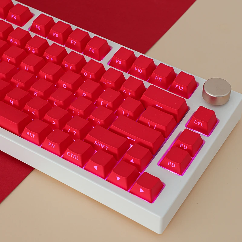 133 Keys Classic Red Keycaps Side Print PBT Double Shot OEM Height Backlit Transparent Suit 68 75 Mechanical Keyboard AULA F75