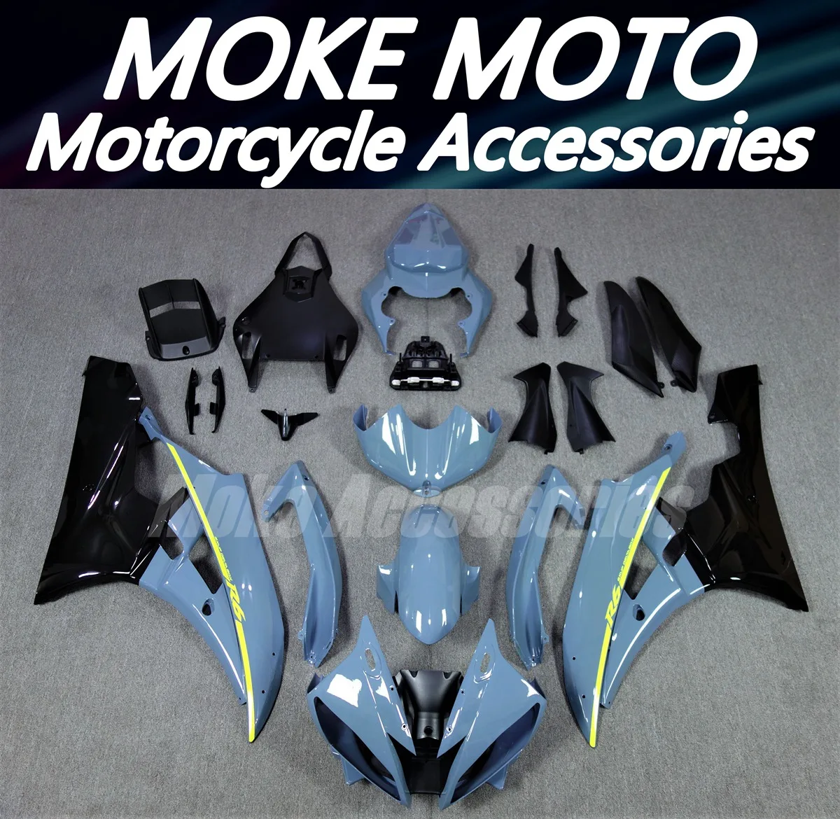 

Moke moto Motorcycle Fairings Kit Fit For Yzf-R6 2006-2007 Bodywork Set 06 07 Concrete Grey Neon