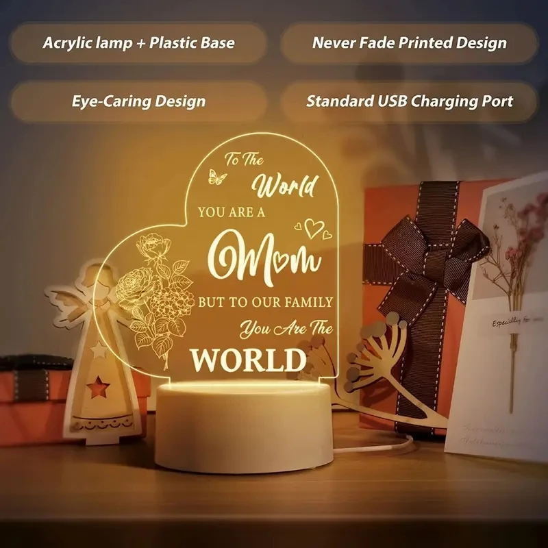 1PC Heart-shaped Nightlight Festival Gift Mother Souvenir Gift Atmosphere Table Lamp