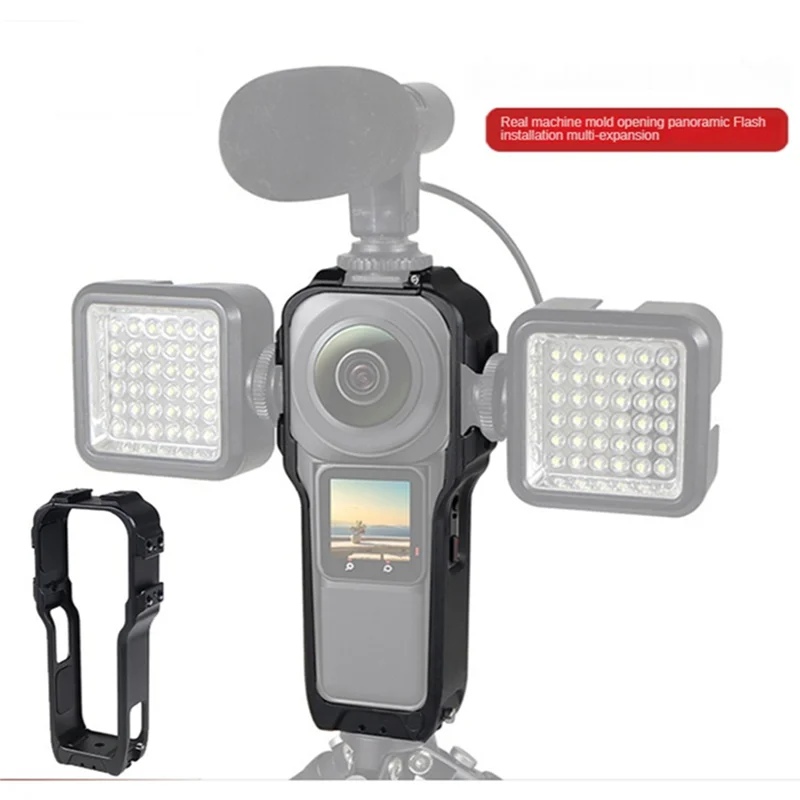 Gaiola de liga de alumínio vertical para Insta360 One RS, multifuncional Anti Queda e Colisão Metal Frame, 1"