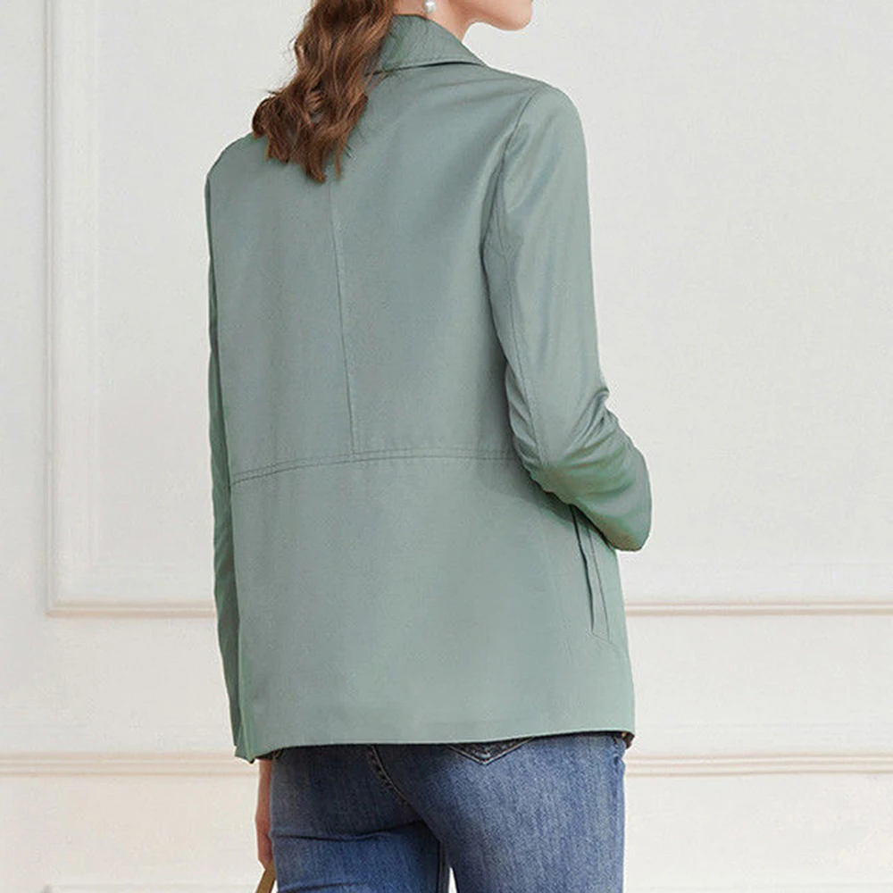 2025 autumn  Korean version trench coat women's high-end sense simple and versatile commuter long-sleeved small jacket