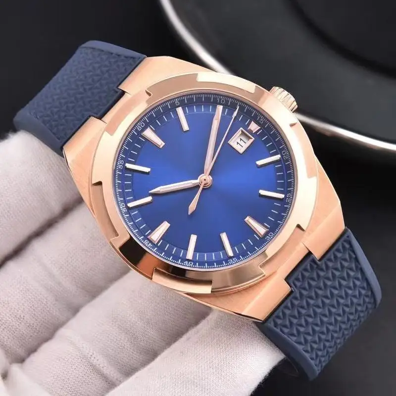 ساعة يد ميكانيكية أوتوماتيكية فاخرة للرجال باللون الأسود والأزرق والمطاط للرجال على طراز الخارج 41 ملم