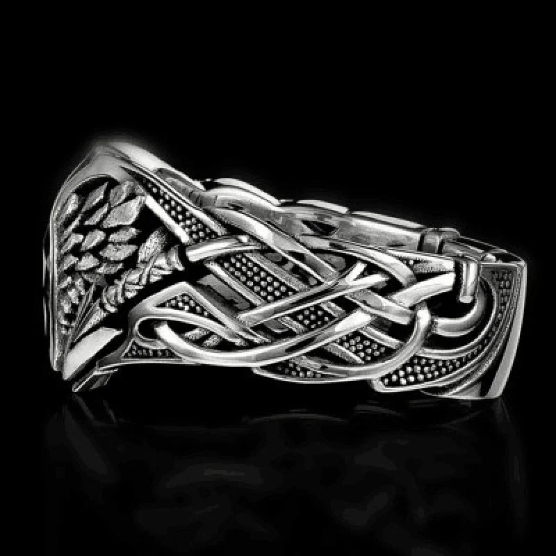 Fashion Vintage Angel Wing Rings for Men Inlaid Acrylic Zircon Emo Hip Hop Rock Men's Ring Jewelry Accessories Gifts Wholesale