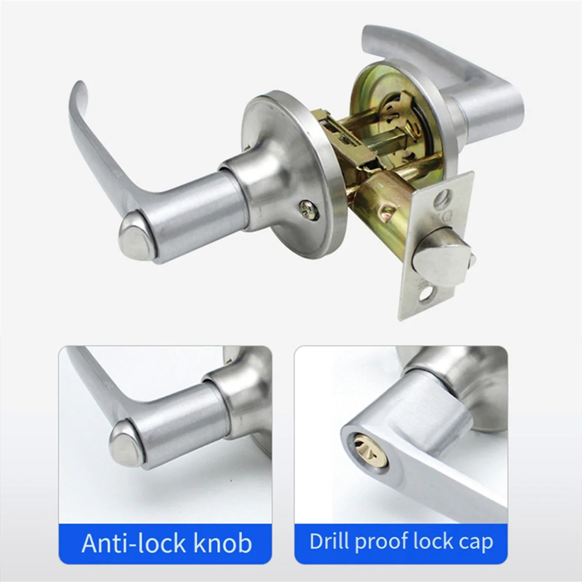 CMCN Door Handle Lock Entry Sliding Front Doors Entrance Keyed Locks Home Use for Bedroom Living Room Indoor Household