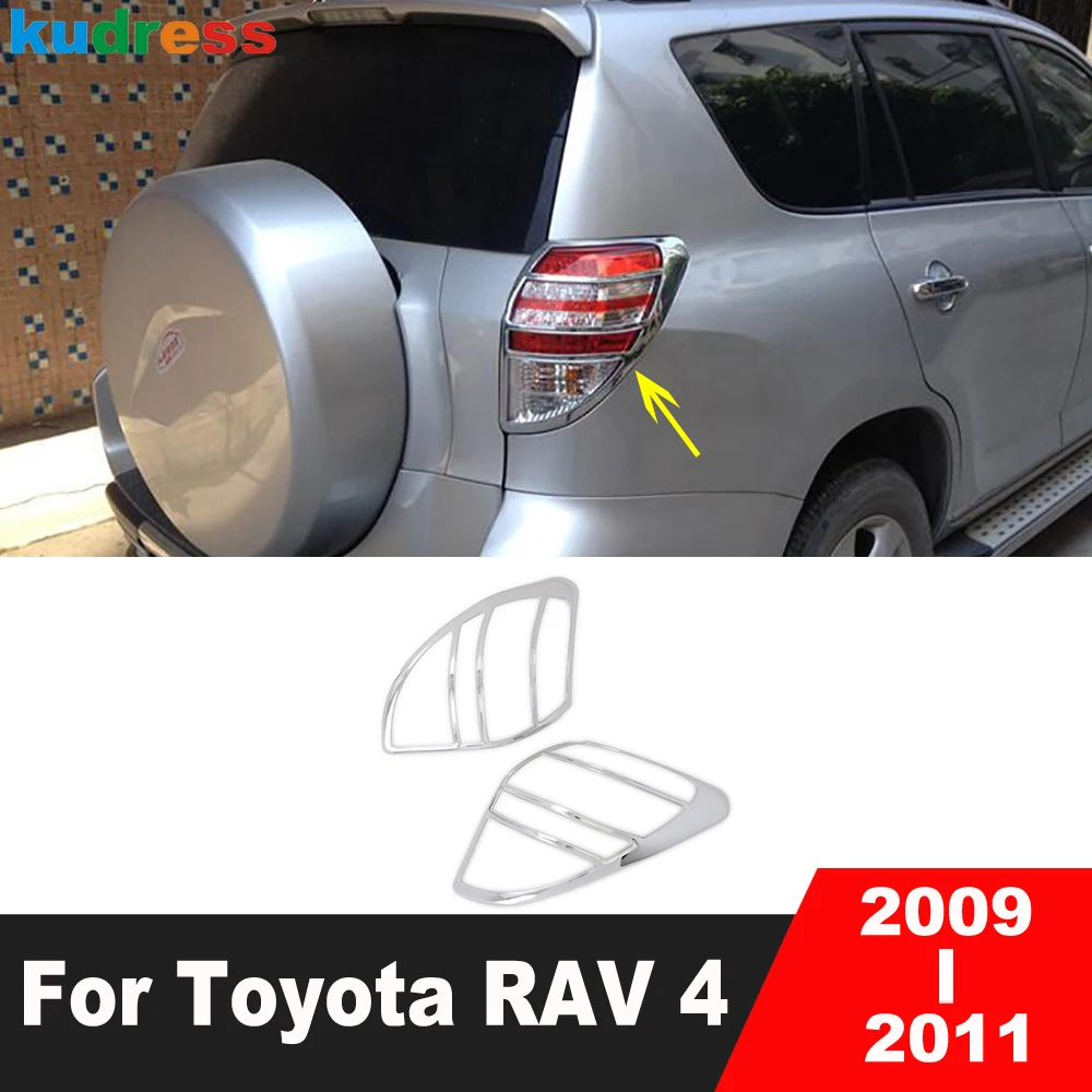 Car Rear Light Lamp Cover Trim For Toyota RAV4 RAV 4 2009 2010 2011 Chrome Tail Lights Taillight Bezel Trim Exterior Accessories