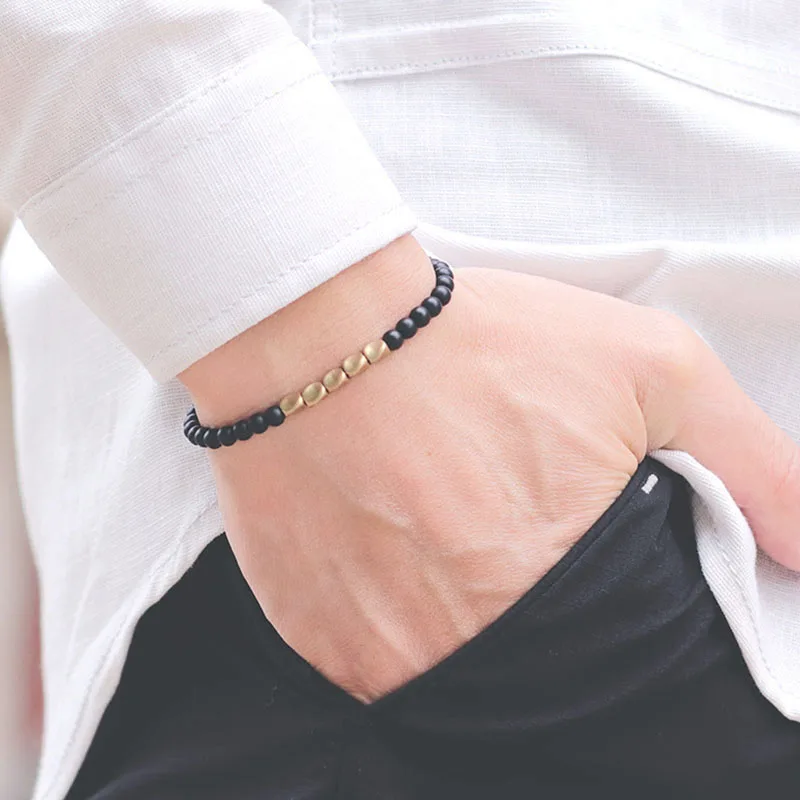 4 มม.สร้อยข้อมือลูกปัดขนาดเล็กธรรมชาติ Matter Tiger Eye Stone สร้อยข้อมือทองสีทองแดง Charm สร้อยข้อมือผู้ชายผู้หญิงเครื่องประดับของขวัญ Pulsera