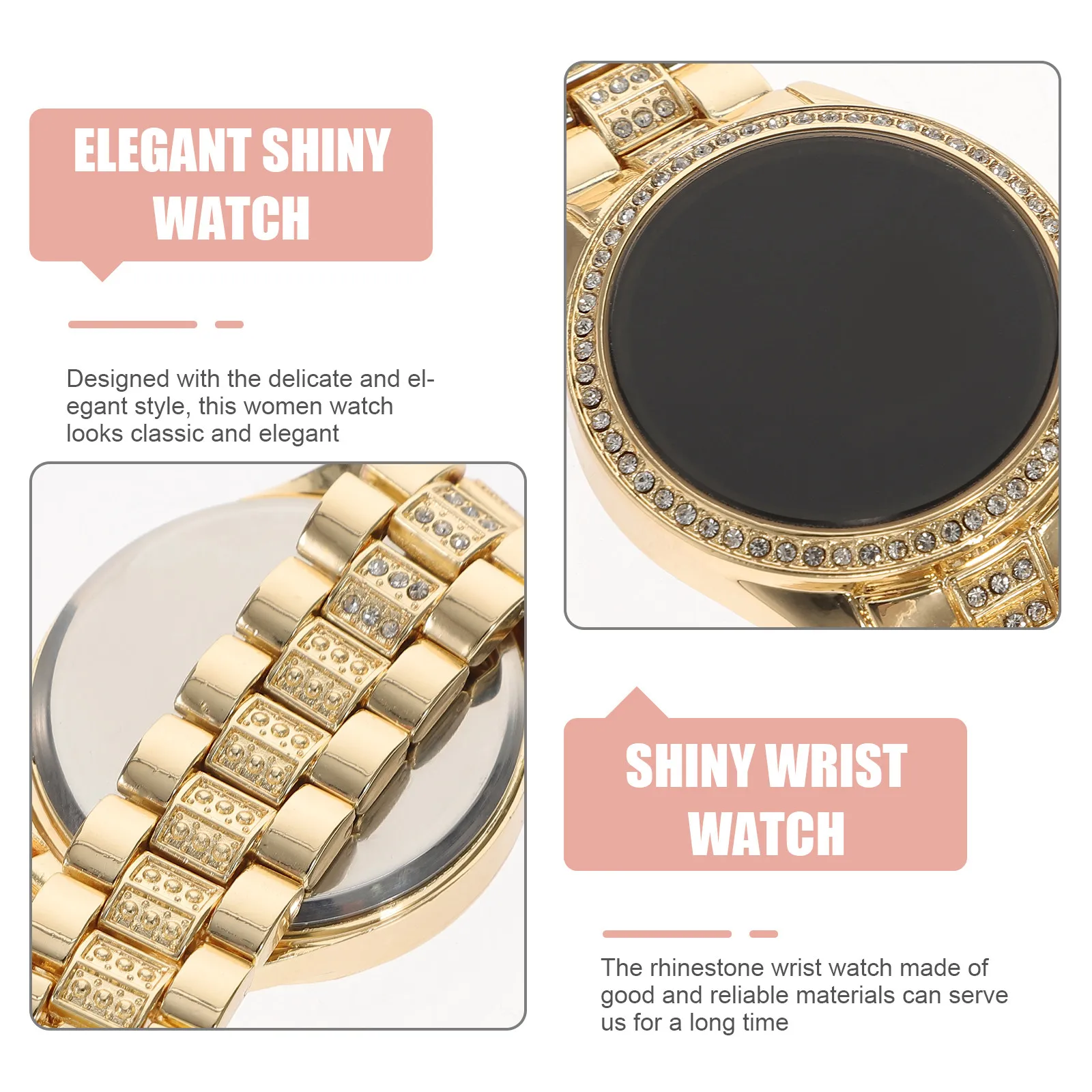Shiny Rhinestone Women Watch Delicate Elegant Decorative Wrist Watch Lightweight Comfortable Daily School Office Party Wear