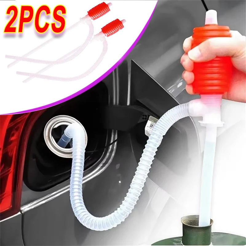 

2PCS Car Gas Pump Manual Plastic Pump Plastic Chemical Oil Pump with Hose Sealed No Leak Emergency Car Accessories