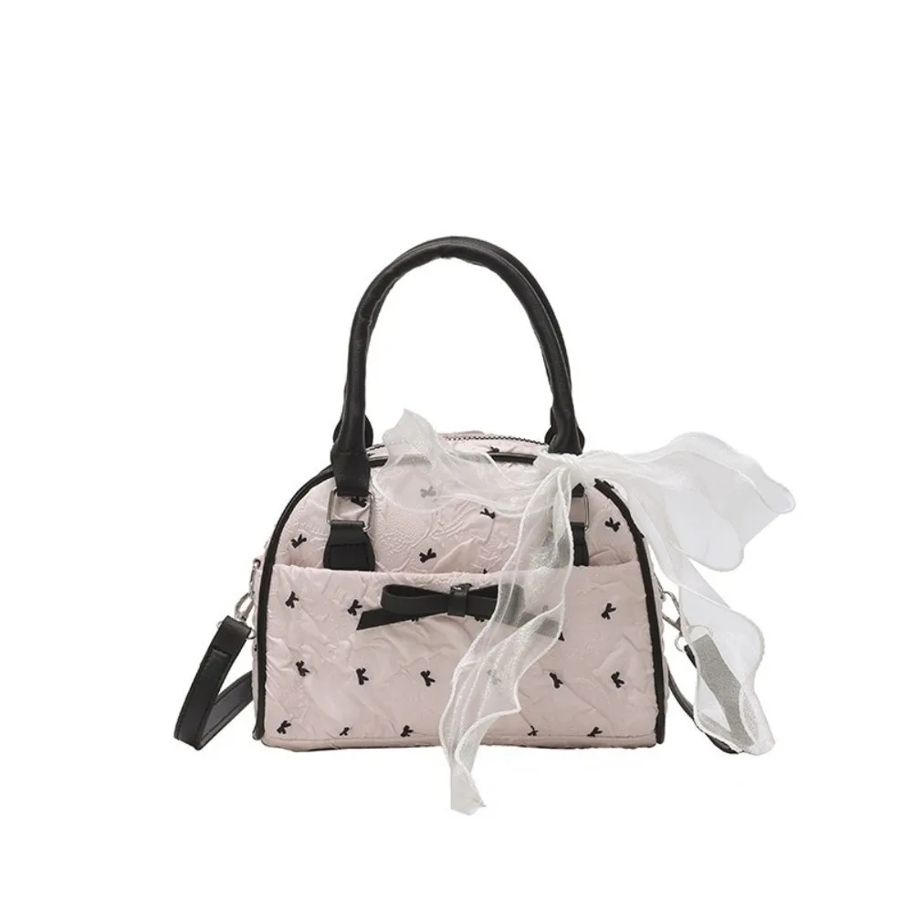 

Ins Стильная сумка для боулинга с бантом, маленькая сумка через плечо с милыми лентами, универсальные женские сумки для отдыха для девочек