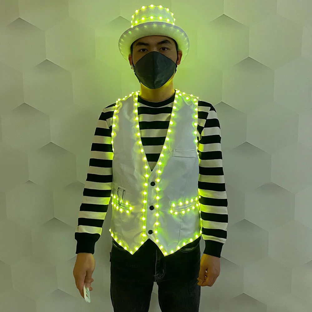 Colored led luminous vest Bar Clothing Jacket vest DJ Singer party glow-in-the-dark supplies Dance hat charging luminous supplie