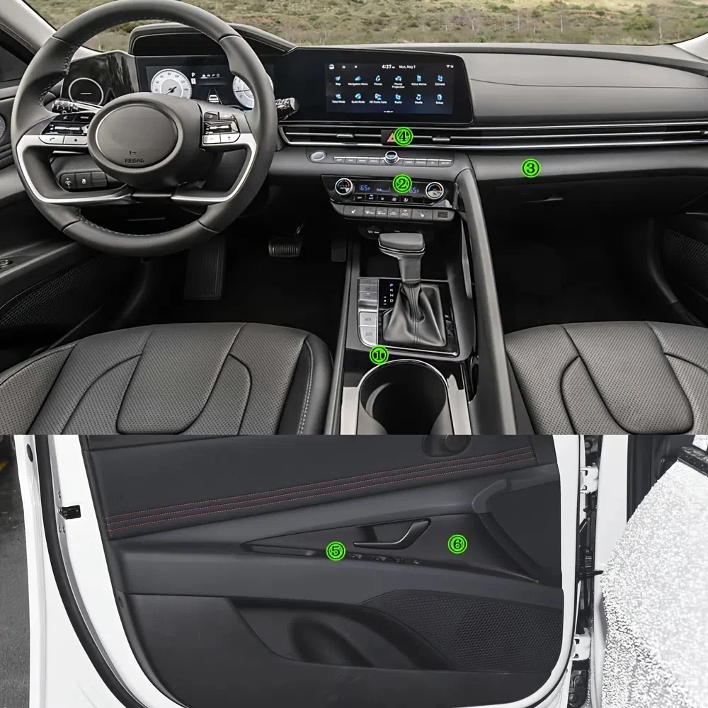 For HYUNDAI Elantra 2021-2024 Carbon Fiber Protector Film For Center Console Gear Shift Panel Auto Interior Accessories