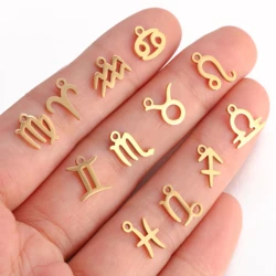 5Pcs/Lot Lucky Birth 12 Zodiac Star Sign Charms Metal Constellations Theme Pendants for Jewelry Bracelet Earring Necklace Making