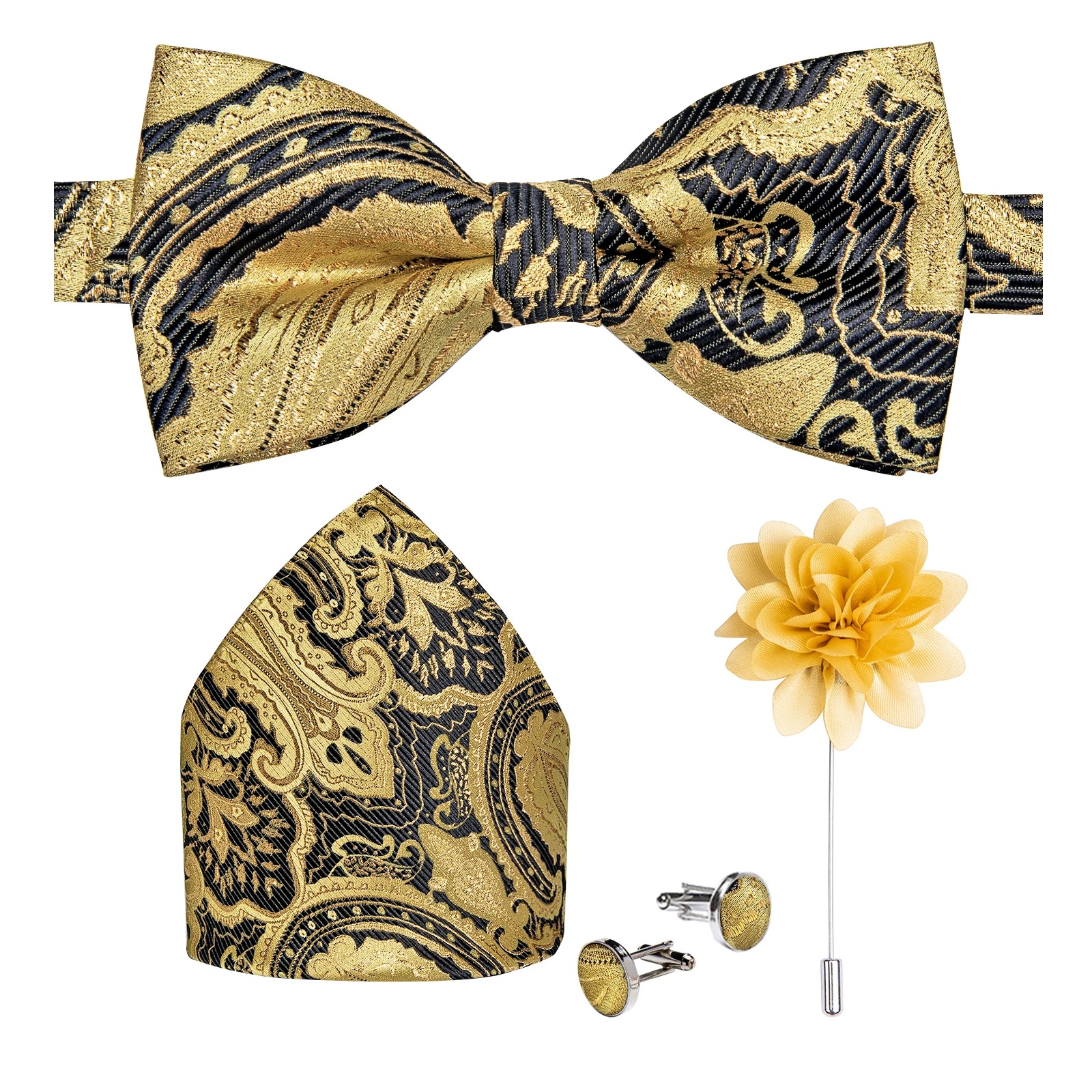 Hochzeitsfliege für Herren, klassisch rot, vorgebundene Fliege, Manschettenknöpfe, Ansteckblume, Set für Partys, Schmetterlingsknoten, Geschenk, Herren-Accessoires – Detail 17
