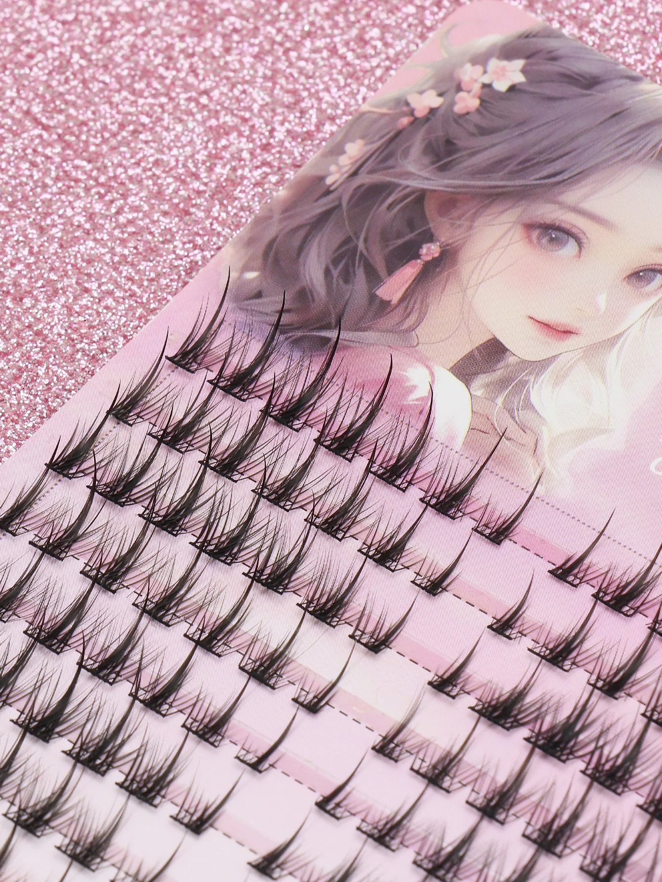 140 مجموعة 10 صفوف من الرموش الصناعية الطبيعية الجنية متناهية الصغر الجذعية ريشة مروحة ذيل السمكة تطعيم حفل زفاف متقاطع #6